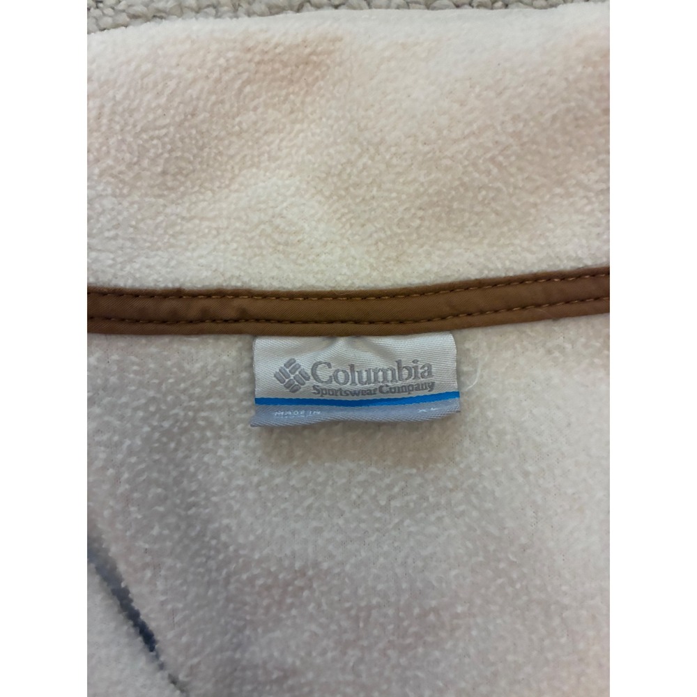 Columbia Womens Fleece Snap Pullover Cream Tan Gorpcore XL Long Sleeve Pocket